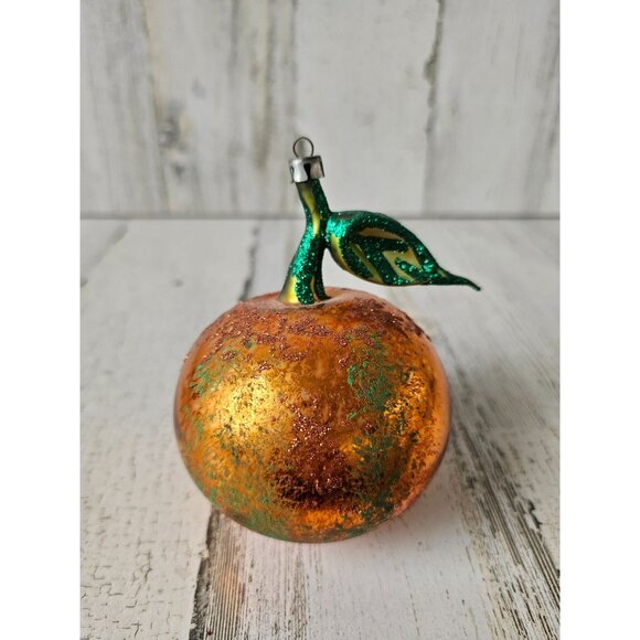 Radko? Peach orange ornament vintage frosted glitter unique Xmas tree - Picture 1 of 9